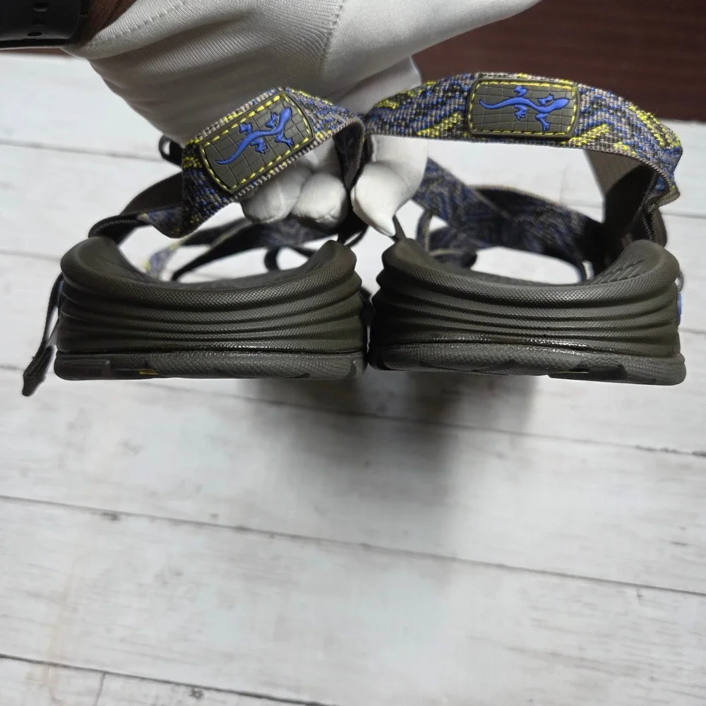 Chaco Sandals‎ Mens 13 Brown Blue Yellow Double Strap Toe Loop J105515